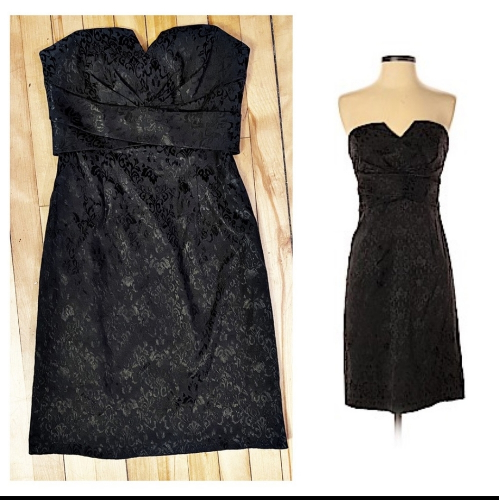 WHBM NWT Black Floral Strapless Cocktail Dress